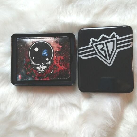 New BD Black Grateful Dead Bi-Fold Wallet Skull Rock and Roll Music - Picture 5 of 6